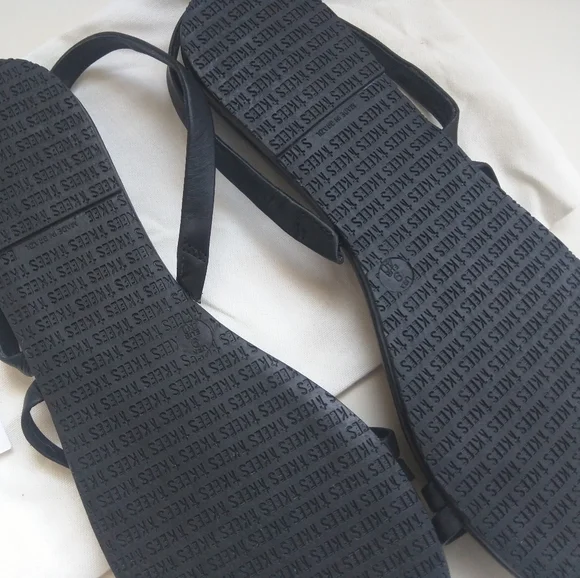 Tkees LC Sandals Leather Black Slingback Strappy Flats 9 - Picture 13 of 15